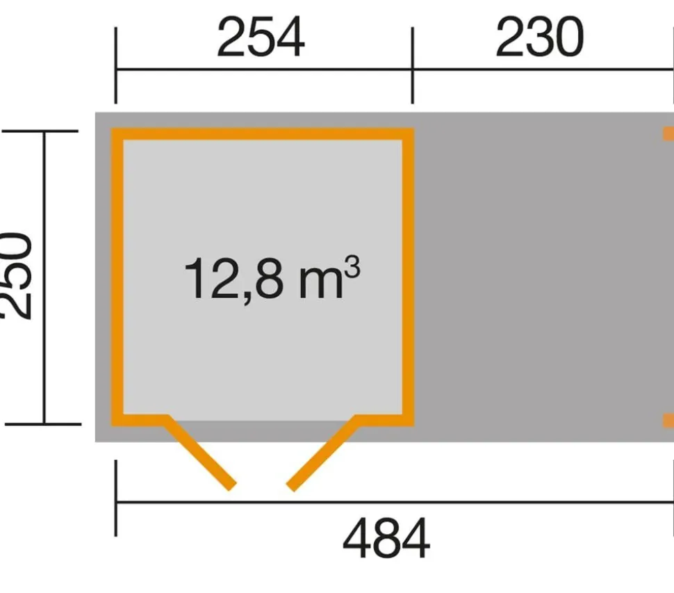 Weka Gartenhaus 321 + 230 cm Anbau