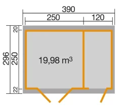Weka Gartenhaus 254 Gr. 2, ca. B390/H222/T296 cm