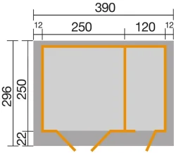 Weka Gartenhaus 254 Gr. 2, ca. B390/H222/T296 cm