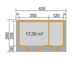 Weka Gartenhaus 253 Gr. 1, ca. B420/H270/T260 cm