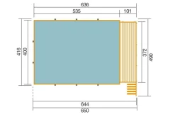 Weka Massivholzpool 595 Gr. 2, ca. B650/H201/T490 cm, Folie Hellgrau