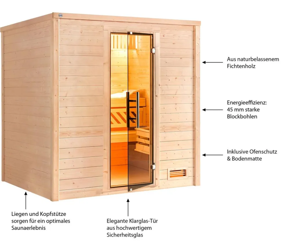 Weka Sauna Bergen mit Glastür