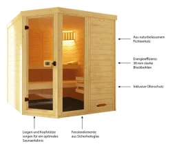 Weka Sauna Laukkala mit Glastür und Fenster