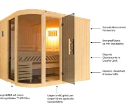 Weka Sauna Sara mit Glastür und Fenster, inkl. Ofen