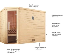Weka Sauna Turku mit Glastür, ca. B248/H205/T198 cm