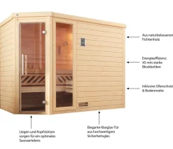 Weka Sauna Turku mit Glastür und Fenster, ca. B248/H205/T198 cm