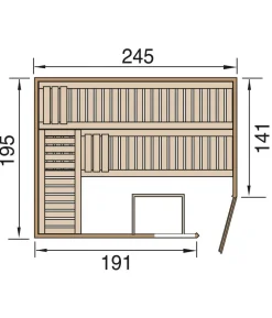 Weka Sauna Turku mit Glastür und Fenster, ca. B248/H205/T198 cm