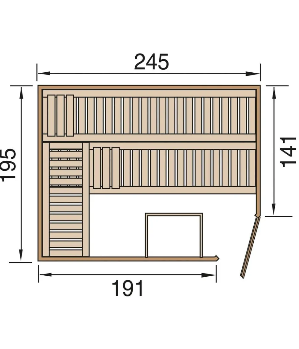 Weka Sauna Turku mit Holztür, ca. B248/H205/T198 cm