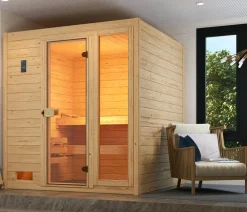 Weka Sauna Valida Plus mit Glastür und Fenster inkl. Ofen, ca. B189/H204/T172 cm