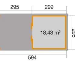 Weka Schiebetürhaus 225 + 295 cm XL-Anbau