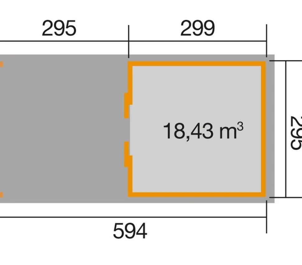 Weka Schiebetürhaus 225 + 295 cm XL-Anbau