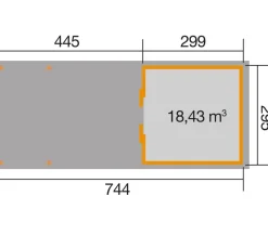 Weka Schiebetürhaus 225 + 445 cm XXL-Anbau