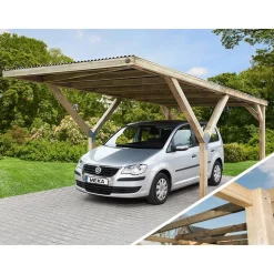 Weka Y-Einzelcarport 612 ohne Dacheindeckung, ca. B306/H250/T606 cm