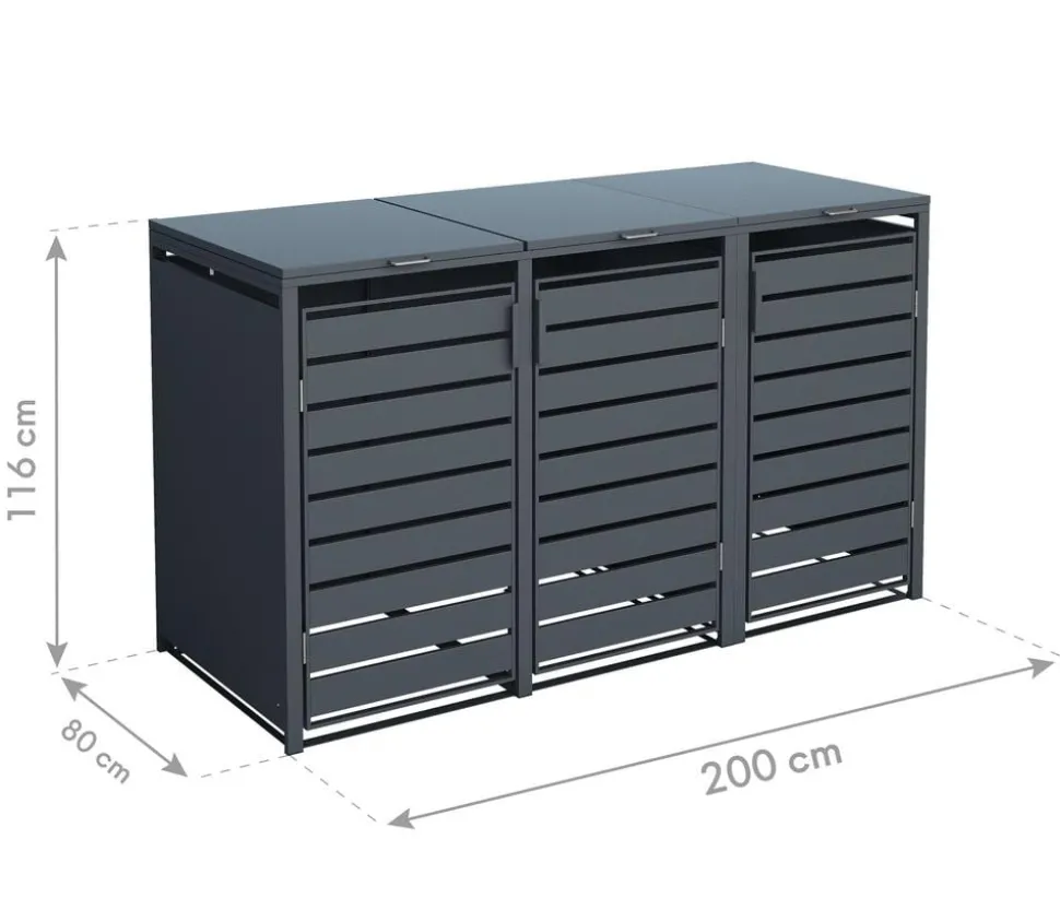 Westmann Mülltonnenverkleidung Kubus 3er Box, ca. B200/H116/T80 cm