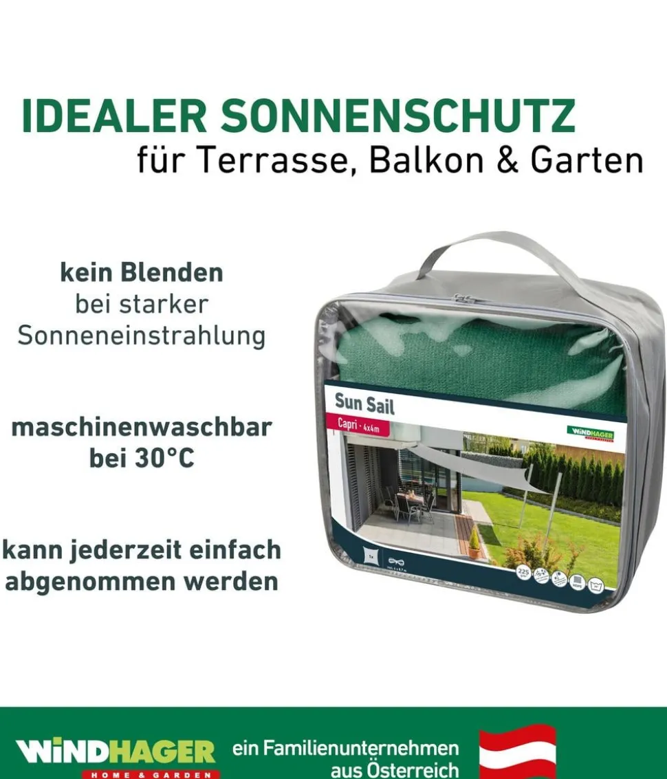 Windhager Sonnensegel Capri, quadratisch, ca. B400/T400 cm