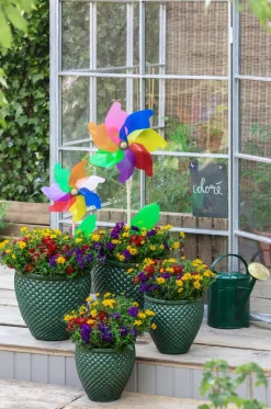 Windrad mit Lichtreflektion, bunt