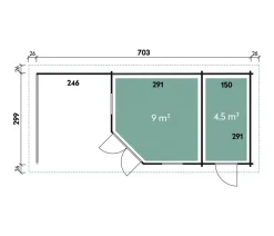 Wolff Finnhaus Gartenhaus Anna 40-A/2, inkl. Terrasse, ca. B755/H284/T351 cm