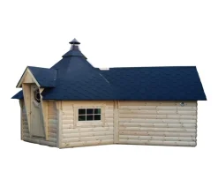 Wolff Finnhaus Gartenhaus Grillkota 9 de luxe B, inkl. Saunaanbau, ca. B426/H364/T624 cm