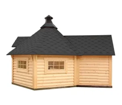 Wolff Finnhaus Gartenhaus Grillkota 9 de luxe, inkl. Anbau, ca. B426/H364/T574 cm