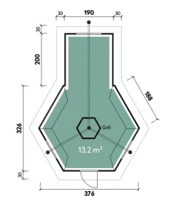 Wolff Finnhaus Gartenhaus Grillkota 9 de luxe, inkl. Anbau, ca. B426/H364/T574 cm