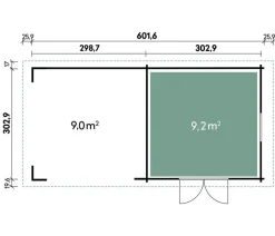 Wolff Finnhaus Gerätehaus Tona 6030, ca. B653,4/H252/T339,5 cm