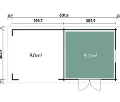 Wolff Finnhaus Gerätehaus Tona 6030, ca. B653,4/H252/T339,5 cm