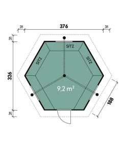 Wolff Finnhaus Grillkota 9 de luxe C DS, ca. B438/H364/T388 cm