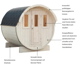 Wolff Finnhaus Saunafass Basic 230 Bausatz, ca. B205/H210/T230 cm