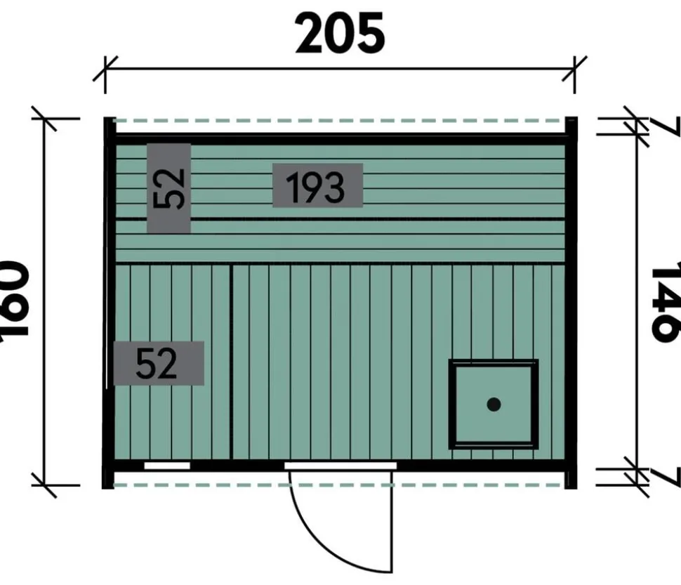 Wolff Finnhaus Saunafass Mini 160 Bausatz, ca. B205/H215/T160 cm