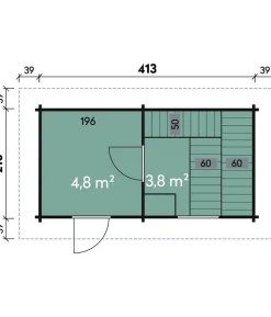 Wolff Finnhaus Saunahaus de luxe Mikko 70 Halbglastür, ca. B491/H254/T288 cm