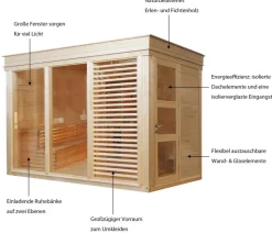 Wolff Finnhaus Sauna Paradiso 2-Raum, ca. B329/H261/T229 cm