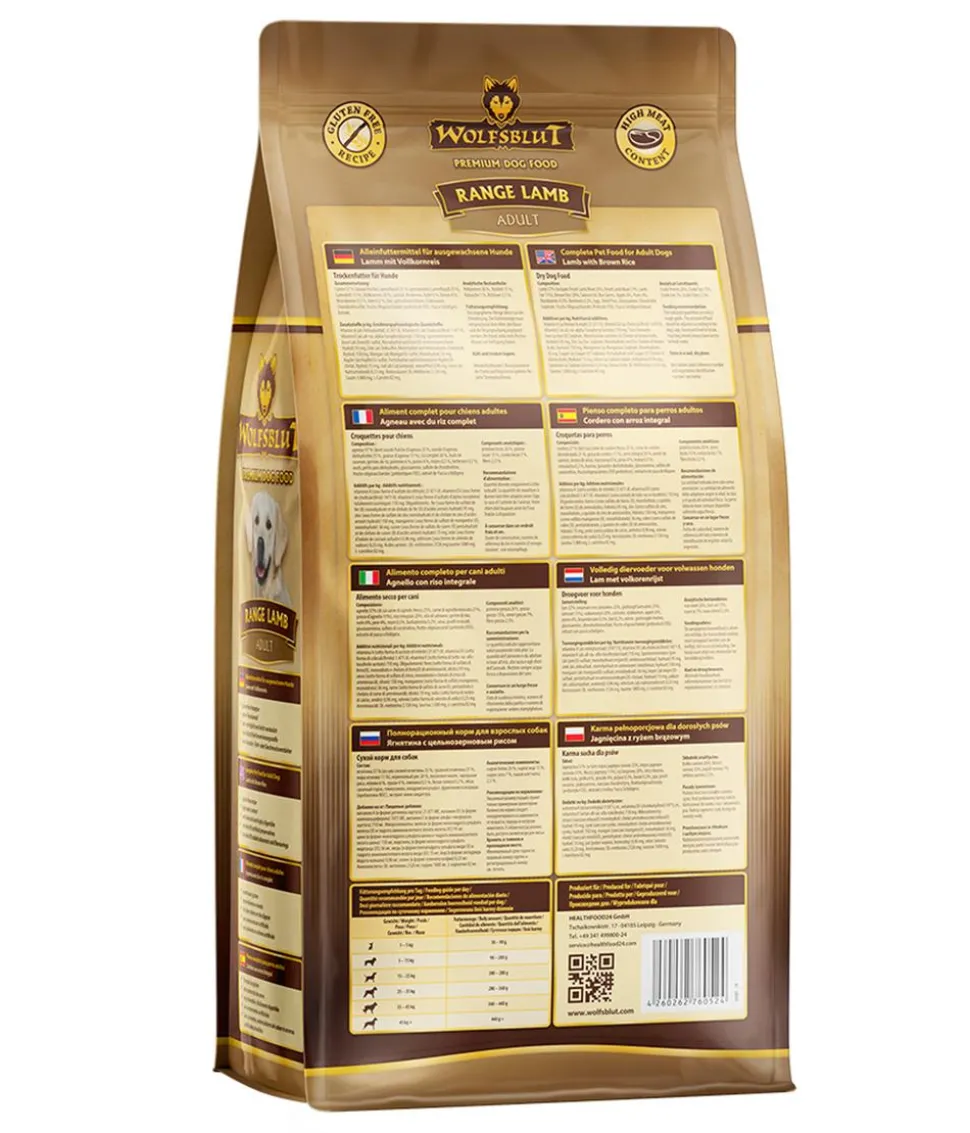 WOLFSBLUT Trockenfutter für Hunde Range Lamb, Adult, Lamm & Vollkornreis