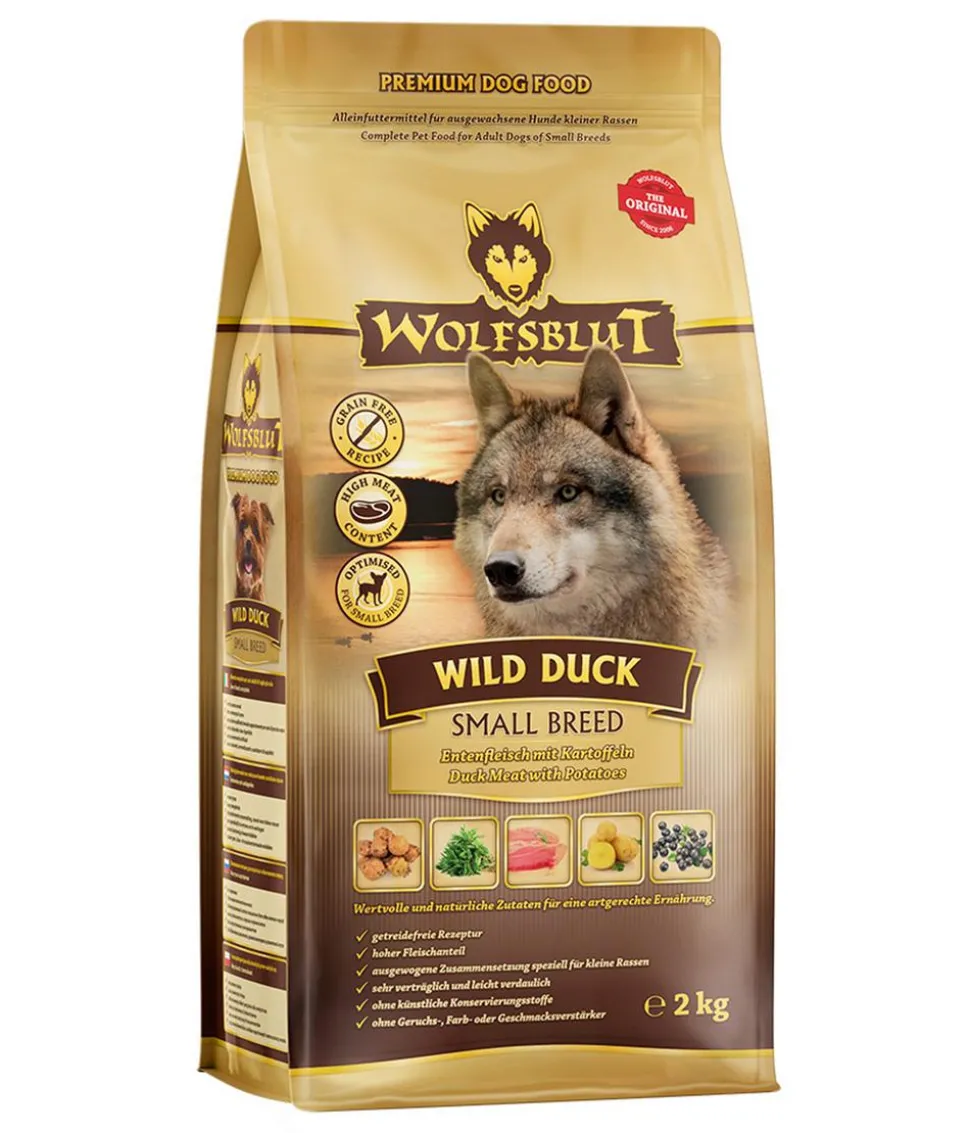 WOLFSBLUT Trockenfutter für Hunde Wild Duck, Small Breed, Ente & Kartoffeln