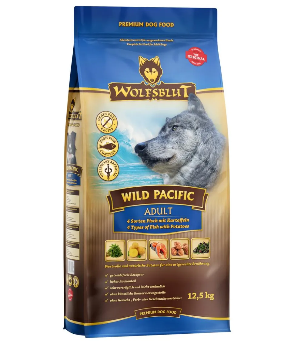 WOLFSBLUT Trockenfutter für Hunde Wild Pacific, Adult, 4 Sorten Fisch & Kartoffeln