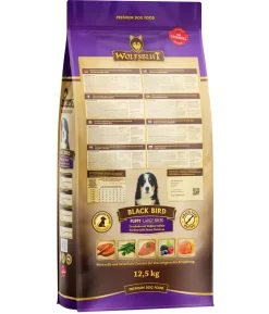 WOLFSBLUT Trockenfutter für Hunde Black Bird Puppy Large Breed, Truthahn & Süßkartoffel, 12,5 kg