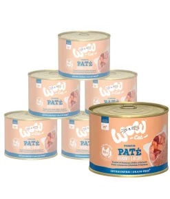 WOW® Cat Nassfutter für Katzen Premium Paté Adult, 6 x 200 g