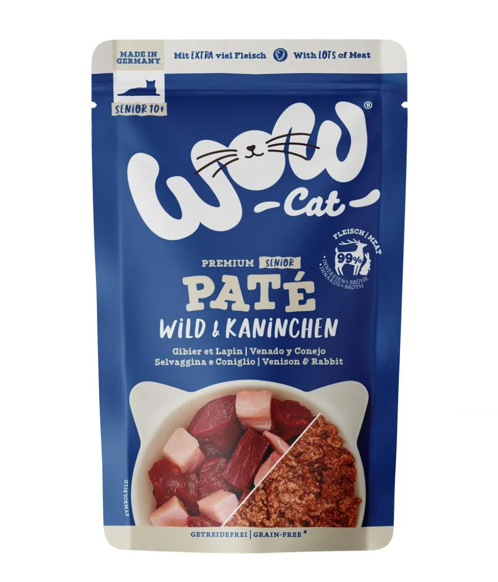 WOW® Cat Nassfutter für Katzen Premium Paté Senior, 12 x 125 g