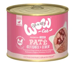 WOW® Cat Nassfutter für Katzen Premium Paté Junior, 6 x 200 g
