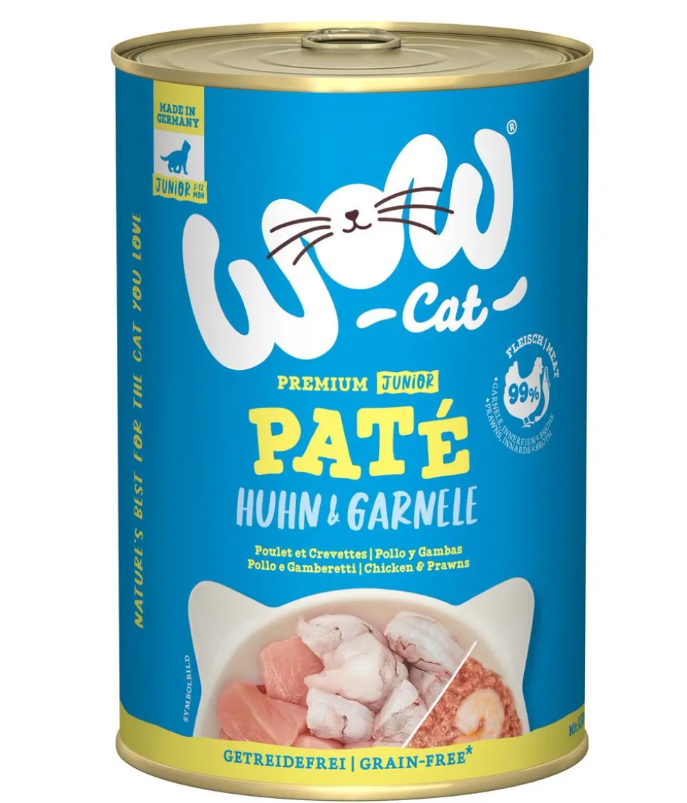 WOW® Cat Nassfutter für Katzen Premium Paté Junior, 6 x 400 g